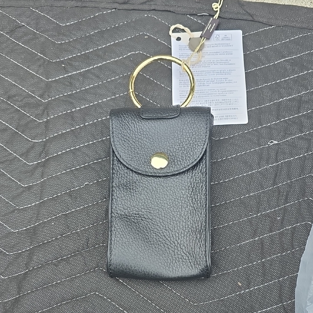 Sleek Black Phone Holster with Gold Accent